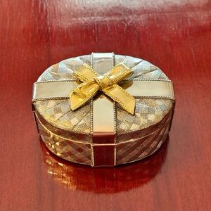 Godinger Silver Company Oval Jewelry Box with Gold Bow Vintage